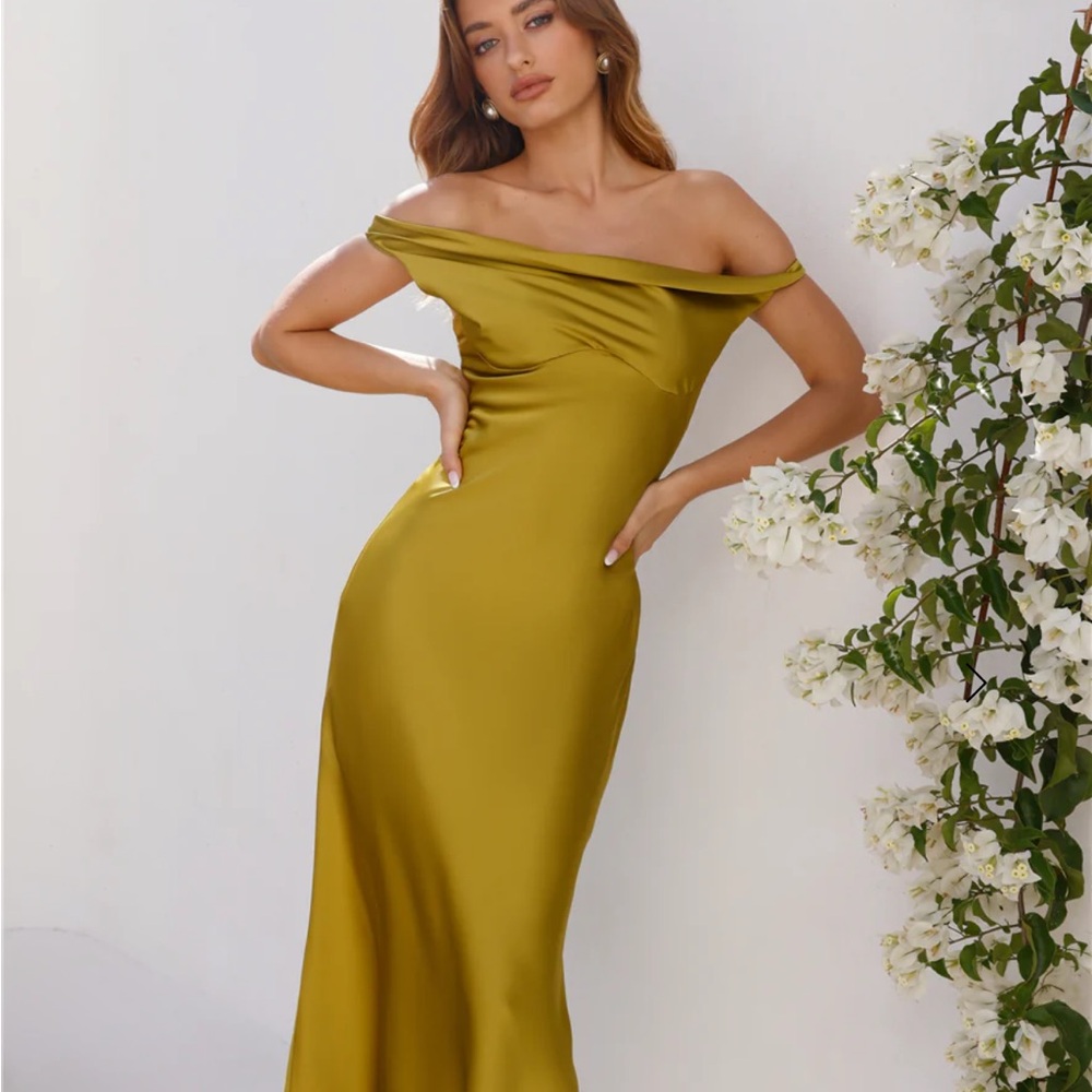 Hello Molly off the shoulder satin dress
